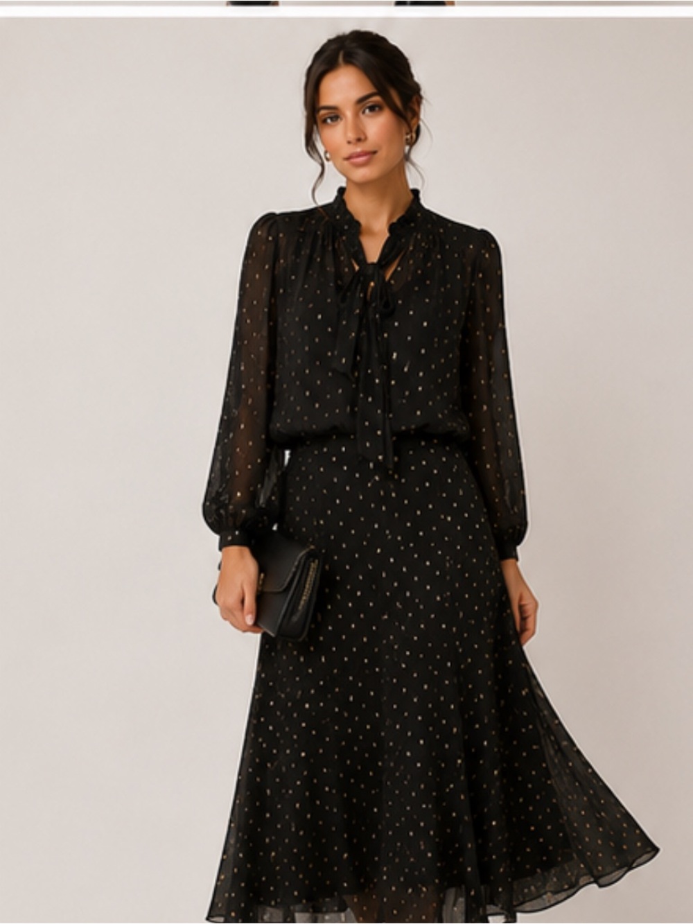 Ann Taylor black skirt set shaffon shimme skirt black and gold size small 4 new